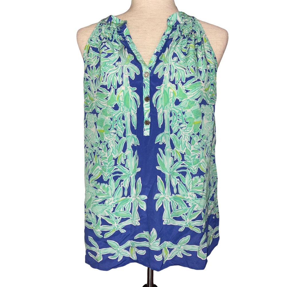 Lilly Pulitzer 100% Silk Bailey Top Koala The Wild M